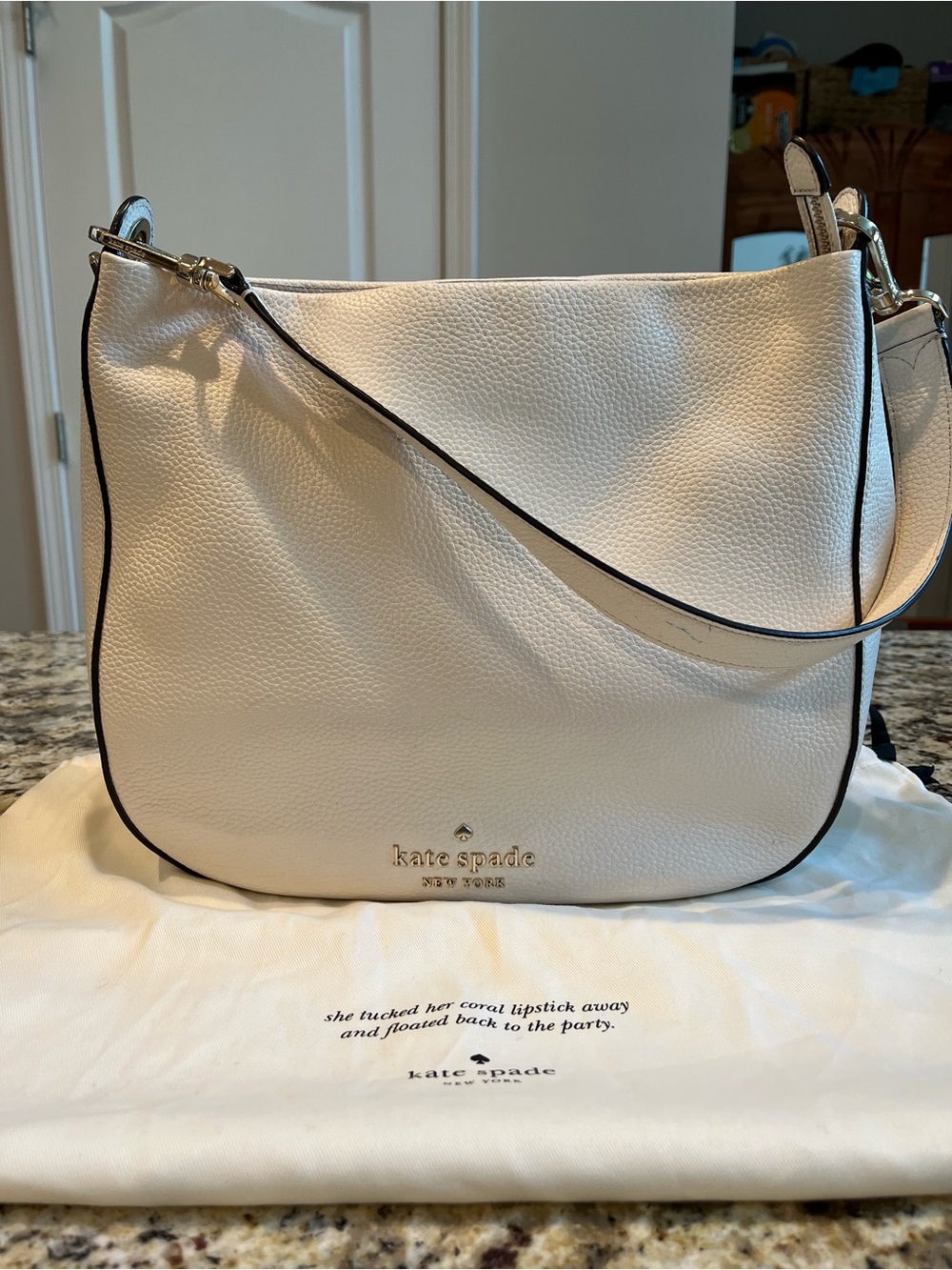 kate spade Cream Pebbled Leather Shoulder Bag